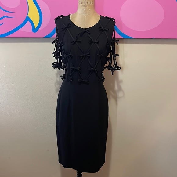 Moschino Black Satin Bows Short Sleeve Dress - Picture 2 of 12